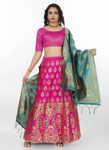 Grab These Semi Stitched Lehenga Choli in Fine Colored.These Lehenga Choli And Dupatta Are Fabricated On Banarasi Silk.Its Beautified With Heavy Wevon Jari Designer Work.