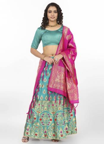 Grab These Semi Stitched Lehenga Choli in Fine Colored.These Lehenga Choli And Dupatta Are Fabricated On Banarasi Silk.Its Beautified With Heavy Wevon Jari Designer Work.