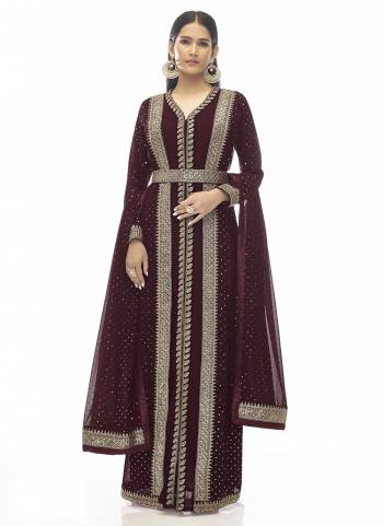 Attrective Looking These Special Jacket Style Suit in Fine Colored Pair With Bottom And Dupatta.These Top And Dupatta Are Fabricated On Georgette Pair With Santoon Bottom.Its Beautified With Heavy Designer Sequance,Jari Embroidery,Stone Work.