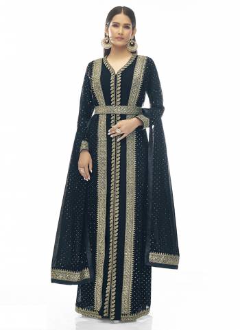 Attrective Looking These Special Jacket Style Suit in Fine Colored Pair With Bottom And Dupatta.These Top And Dupatta Are Fabricated On Georgette Pair With Santoon Bottom.Its Beautified With Heavy Designer Sequance,Jari Embroidery,Stone Work.