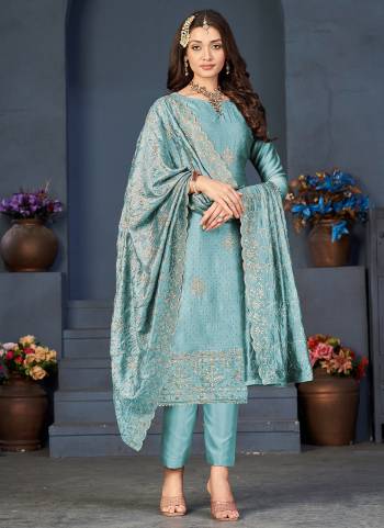 Grab These Designer Suit in Fine Colored Pair With Bottom And Dupatta.These Top And Dupatta Are Fabricated On Bloming Vichitra Silk Pair With Dull Santoon Bottom.Its Beautified With Heavy Designer Embroidery Work.