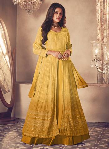 Garb These Anarkali Suit in Fine Colored Pair With Bottom And Dupatta.These Top And Bottom Are Faux Georgette And Pair With Faux Georgette Bottom.Its Beautified With Nazmin Dupatta.Its Beautified With Heavy Designer Thread,Sequance Embroidery Work.