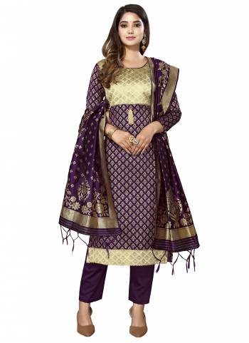 Grab These Salwar Suit in Fine Colored Pair With Bottom And Dupatta.These Top And Dupatta Are Fabricated On Banarasi Silk Pair With Taffeta Silk Bottom.Its Beautified With Heavy Wevon Designer Work.