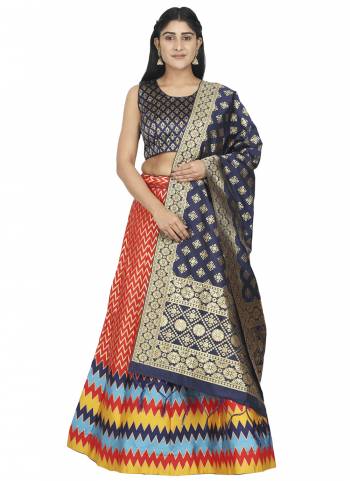 Grab These Semi Stitched Lehenga Choli in Fine Colored.These Lehenga Choli And Dupatta Are Fabricated On Banarasi Silk.Its Beautified With Heavy Wevon Jari Designer Work.