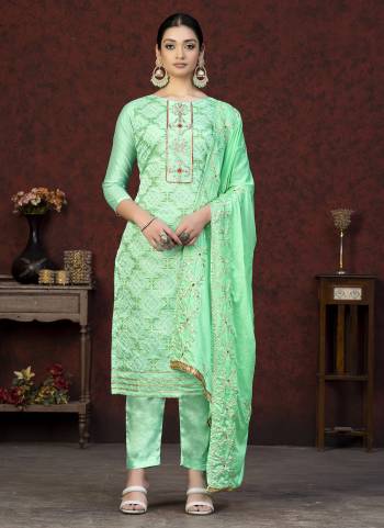 Grab These Salwar Suit in Fine Colored Pair With Bottom And Dupatta.These Top Are Modal Cotton And Dupatta Are Fabricated On Nazmin Pair With Santoon Bottom.Its Beautified With Printed,Gota Work.