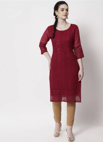 Attrective Looking These Beautiful Looking Readymade Long Kurti.These Kurti is Fabricated On Georgette.Its Beautified With Designer Thread,Sequance Embroidery Work.