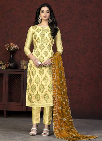 Grab These Salwar Suit in Fine Colored Pair With Bottom And Dupatta.These Top Are Modal Chanderi And Dupatta Are Fabricated On Nazmin Pair With Santoon Bottom.Its Beautified With Designer Printed,Embroidery Work.