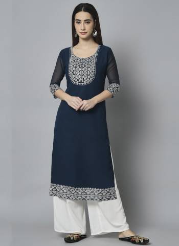 Attrective Looking These Beautiful Looking Readymade Long Kurti.These Kurti is Fabricated On Georgette With Crepe Inner.Its Beautified With Designer Embroidery Work.