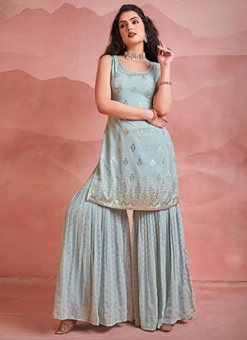 Attrective These Readymade Sharara Suit in Fine Colored Pair With Bottom And Dupatta.These Top Are Georgette And Dupatta Are Fabricated On Georgette Pair With Georgette Bottom.Its Beautified With Heavy Designer Sequance Embroidery Work.