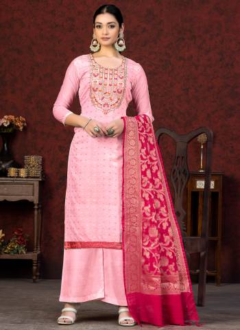 Grab These Salwar Suit in Fine Colored Pair With Bottom And Dupatta.These Top Are Banarasi Silk And Dupatta Are Fabricated On Banarasi Pair With Santoon Bottom.Its Beautified With Wevon Designer,Hand Work.