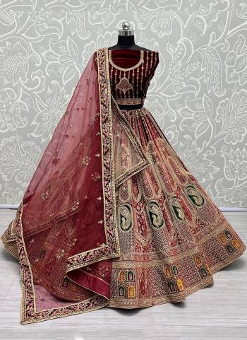 For A Designer Look,Grab These Lehenga Choli With 2 Dupatta in Fine Colored.These Lehenga And Choli Are Velvet And Dupatta Are Fabricated On Soft Net Pair.Its Beautified With Designer Patch Work, Fancy Multy Thread Embroidery,Zarkan Diamond Work.