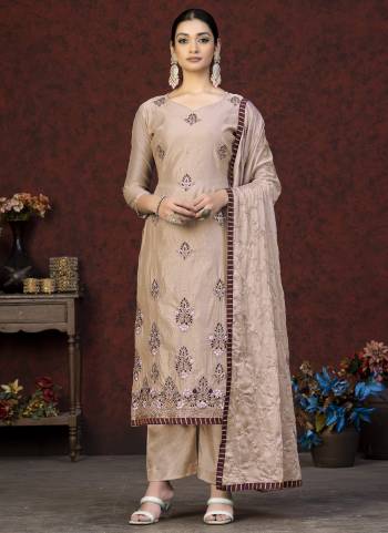 Grab These Salwar Suit in Fine Colored Pair With Bottom And Dupatta.These Top Are Modal Chanderi And Dupatta Are Fabricated On Nazmin Pair With Santoon Bottom.Its Beautified With Embroidery,Hand Work.