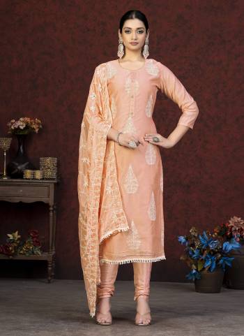 Grab These Salwar Suit in Fine Colored Pair With Bottom And Dupatta.These Top Are Modal Chanderi And Dupatta Are Fabricated On Nazmin Pair With Santoon Bottom.Its Beautified With Embroidery,Hand Work.