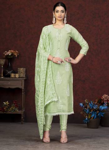 Grab These Salwar Suit in Fine Colored Pair With Bottom And Dupatta.These Top Are Modal Chanderi And Dupatta Are Fabricated On Nazmin Pair With Santoon Bottom.Its Beautified With Embroidery,Hand Work.