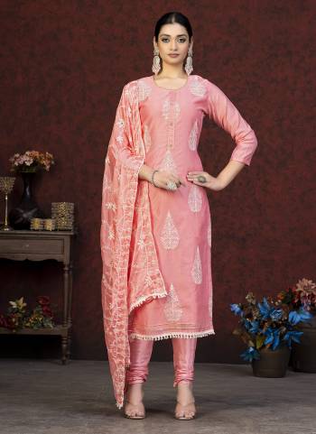 Grab These Salwar Suit in Fine Colored Pair With Bottom And Dupatta.These Top Are Modal Chanderi And Dupatta Are Fabricated On Nazmin Pair With Santoon Bottom.Its Beautified With Embroidery,Hand Work.