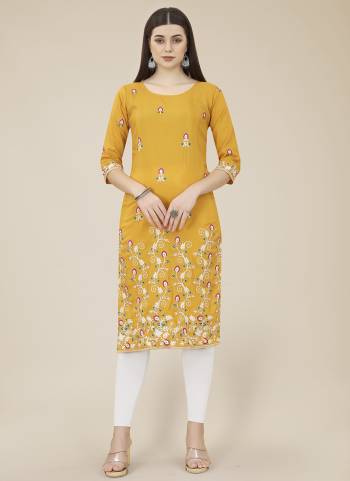 Garb These Beautiful Looking Readymade Long Kurti.These Kurti is Fabricated On Chinon.Its Beautified With Designer Multy Thread Embroidery Work.