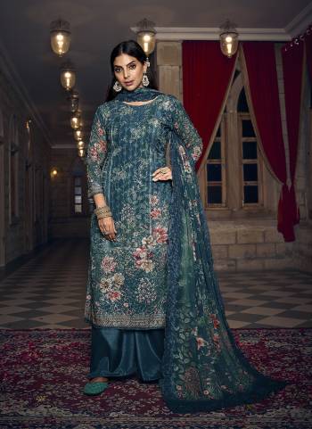 Attrective Looking These Plazzo Suit in Fine Colored Pair With Bottom And Dupatta.These Top And Dupatta Are Fabricated On Georgette Pair With Santoon Bottom.Its Beautified With Santoon Inner.Its Beautified With Designer Digital Printed With Heavy Embroidery Work.