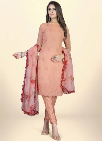 Grab These Suit in Fine Colored Pair With Bottom And Dupatta.These Top Are Georgette And Dupatta Are Fabricated On Georgette Pair With Santoon Bottom.Its Beautified With Santoon Bottom.Its Beautified With Designer Embroidery Work,Printed Dupatta.