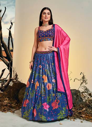 For A Designer Look,Grab These Lehenga Choli in Fine Colored.These Lehenga Are Chinon And Blouse Are Fabricated On Art Silk Pair With Soft Net Dupatta.Its Beautified With Sequance Embroidery Work With Printed.