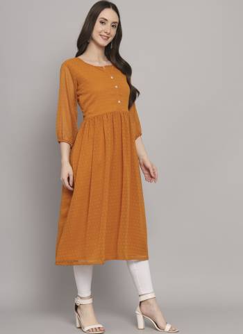 Attrective These Beautiful Looking Readymade Long Kurti.These Kurti is Fabricated On Georgette.Its Beautified With Wevon Thousand Butti Designer.