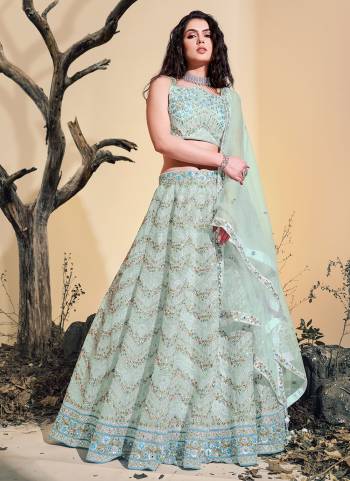 For A Designer Look,Grab These Lehenga Choli in Fine Colored.These Lehenga And Blouse Are Fabricated On Soft Net Pair With Soft Net Dupatta.Its Beautified With Heavy Thread Embroidery,Zarkan Stone Work.