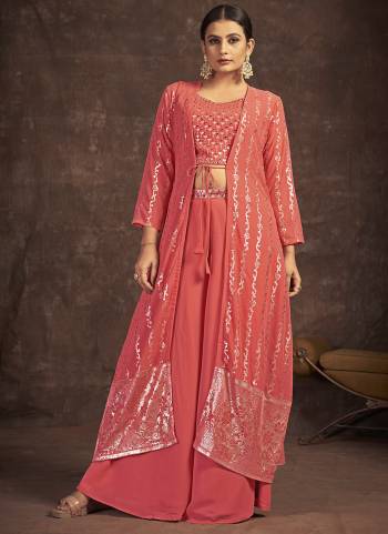 Attrective These Readymade Plazzo Suit in Fine Colored Pair With Blouse And Jacket.These Blouse Are Georgette And Jacket Are Fabricated On Georgette Pair With Georgette Bottom.Its Beautified With Heavy Designer Sequance Embroidery,Hand Work.