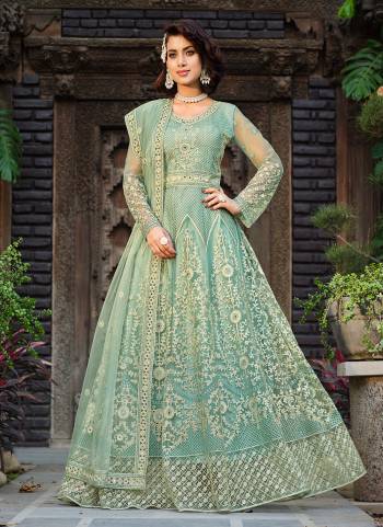 Grab These Anarkali Suit in Fine Colored Pair With Bottom And Dupatta.These Top And Dupatta Are Fabricated On Butterfly Net Pair With Japan Satin Bottom.Its Beautified With Heavy Designer Embroidery With Stone Work.