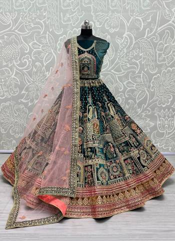 For A Designer Look,Grab These Lehenga Choli With Dupatta in Fine Colored.These Lehenga And Choli Are Velvet And Dupatta Are Fabricated On Soft Net Pair.Its Beautified With Designer Fancy Multy Thread,Sequance,Dori Embroidery,Diamond Work.