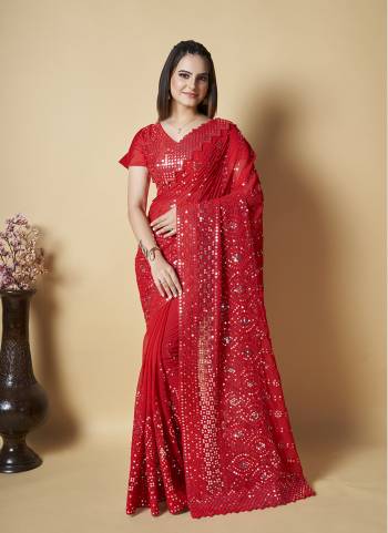 Garb These Party Wear Saree in Fine Colored.These Saree And Blouse is Fabricated On Georgette.Its Beautified With Designer Thread,Sequance  Embroidery Work.