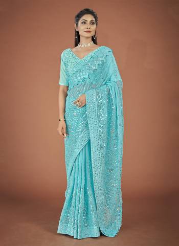 Garb These Party Wear Saree in Fine Colored.These Saree And Blouse is Fabricated On Georgette.Its Beautified With Designer Thread,Sequance  Embroidery Work.