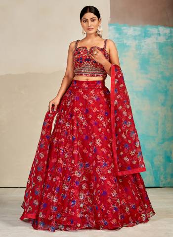 For A Designer Look,Grab These Lehenga Choli in Fine Colored.These Lehenga And Blouse Are Fabricated On Organza Pair With Organza Dupatta.Its Beautified With Digital Printed,Mirror,Thread Embroidery Work.