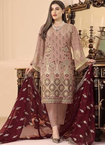 Attrective These Designer Suit in Fine Colored Pair With Bottom And Dupatta.These Top Are Faux Georgette And Dupatta Are Fabricated On Nazmin Pair With Santoon Bottom.Its Beautified With Santoon Inner.Its Beautified With Heavy Designer Embroidery Work.