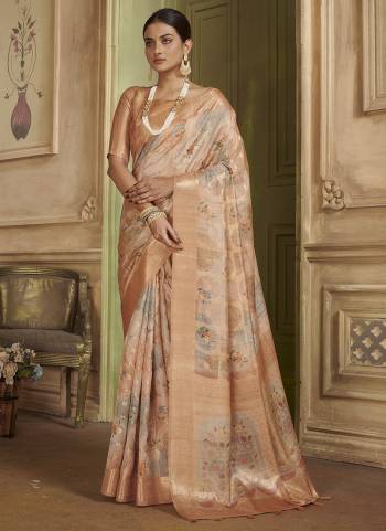 Attrective These Saree in Fine Dusty Colored Pair With Blouse.These Saree and Blouse Are Fabricated On Kora Silk.Its Beautified With Wevon Jari Designer With Digital Printed.