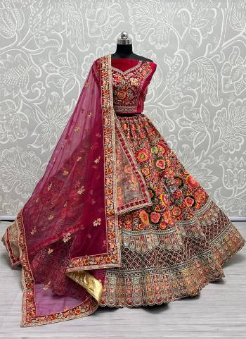 For A Fancy Designer Look,Grab These Lehenga Choli With Dupatta in Fine Colored.These Lehenga And Choli Are Velvet And Dupatta Are Fabricated On Soft Net Pair.Its Beautified With Designer Fancy Multy Thread,Dori,Sequance Embroidery,Diamond Work.