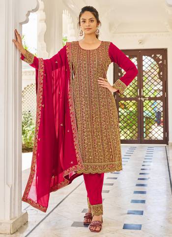 Grab These Suit in Fine Colored Pair With Bottom And Dupatta.These Top And Dupatta Are Fabricated On Blooming Faux Georgette Pair With Dull Santoon Bottom.Its Beautified With Heavy Designer Coading Sequance Embroidery Work.