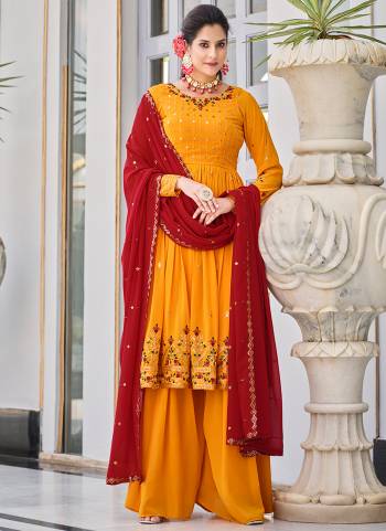 Grab These Beautiful Looking Designer Plazzo Suits.These Top And Bottom is Georgette And Dupatta Is Fabricated On Georgette.Its Beautified With Designer Thread And Sequance Embroidery Work.