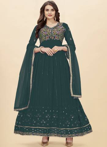 Attrective Looking These Special Anarkali Suit in Fine Colored Pair With Bottom And Dupatta.These Top Are Faux Georgette And Dupatta Are Fabricated On Butterfly Net Pair With Santoon Bottom.Its Beautified With Heavy Designer Multy Thread,Sequance Embroidery Work.