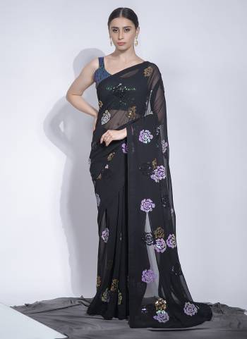 Attrective Look These Saree in Fine Colored.These Saree Are Georgette And Blouse is Georgette Fabricated.Its Beautified With Designer Sequance Embroidery Work.