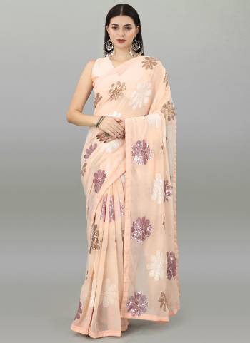 Garb These Fancy Saree in Fine Colored.These Saree Are Georgette And Blouse is Mono Banglori Fabricated.Its Beautified With Designer Sequance Embroidery Work.