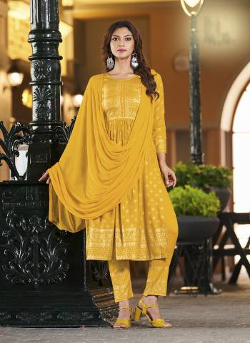 Grab These Beautiful Looking Readymade Suits.These Top And Bottom is Fabricated On Rayon And Dupatta Are Nazmin.Its Beautified With Designer Printed With Embroidery.