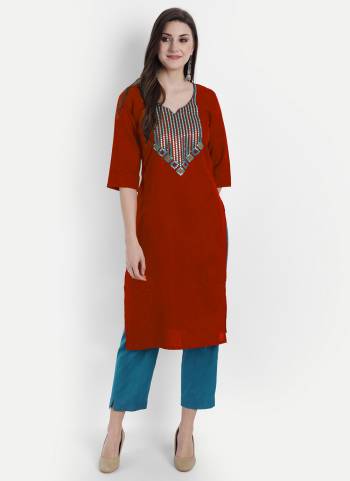 Attrective Looking These Beautiful Looking Readymade Kurti.These Kurti is Fabricated On Ruby Cotton.Its Beautified With Designer Thread,Mirror Embroidery Work.