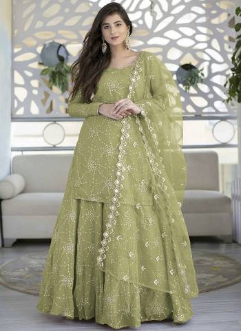 Attrective These Lehenga Suit in Fine Colored Pair With Bottom And Dupatta.These Top Are Georgette And Bottom Are Georgette And Pair With Net Dupatta.Its Beautified With Santoon Inner.Its Beautified With Heavy Designer Sequance Embroidery Work.