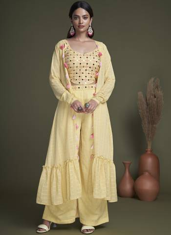 Grab These Beautiful Looking Designer Plazzo Suits With Koti.These Top And Bottom Are Georgette And Koti Is Georgette Fabricated.Its Beautified With Designer Embroidery Work.