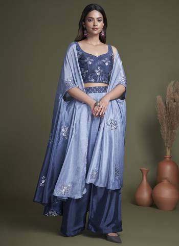 Grab These Beautiful Looking Designer Plazzo Suits With Koti.These Top And Bottom Are Chinon And Koti Is Chinon Fabricated.Its Beautified With Designer Embroidery Work.