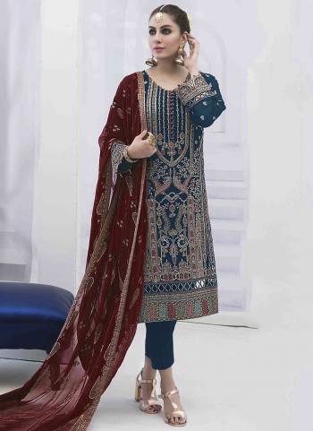 Attrective These Designer Suit in Fine Colored Pair With Bottom And Dupatta.These Top Are Faux Georgette And Dupatta Are Fabricated On Nazmin Pair With Santoon Bottom.Its Beautified With Santoon Inner.Its Beautified With Heavy Designer Embroidery Work.