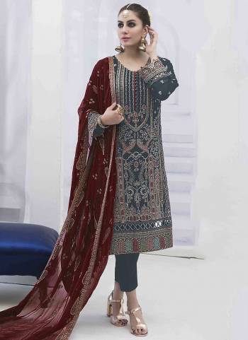 Attrective These Designer Suit in Fine Colored Pair With Bottom And Dupatta.These Top Are Faux Georgette And Dupatta Are Fabricated On Nazmin Pair With Santoon Bottom.Its Beautified With Santoon Inner.Its Beautified With Heavy Designer Embroidery Work.