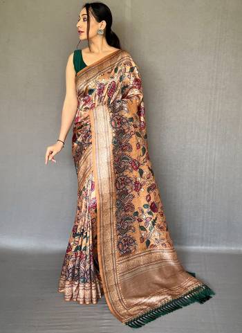 Garb These Party Wear Saree With Blouse in Fine Colored.These Saree And Blouse is Fabricated On Soft Silk Cotton.Its Beautified With Designer Kalamkari Printed.