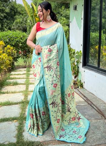 Attrective These Party Wear Paithani Saree With Contrast Blouse in Fine Colored.These Saree And Blouse is Fabricated On Soft Silk.Its Beautified With Weavon Paithani Meenakari Designer.