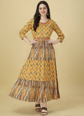 Grab These Beautiful Looking Readymade Kurti.These Kurti is Fabricated On Rayon Capsul.Its Beautified With Designer Foil Printed,Hand Mirror Embroidery Work.