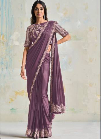 Look Attrective These Designer Party Wear Saree in Fine Colored.These Saree Are Satin Silk Crepe And Blouse Satin Silk Crepe is Fabricated.Its Beautified Designer Embroidery Work.